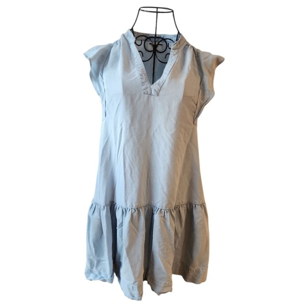 Seed Heritage Shift Dress Womens Size 2 Small Light Blue Ruffle Boho Summer AU-6
